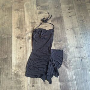 Pretty Little Thing - Mocha Brown Slinky Cowl Halter Frill Detail